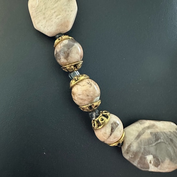 Polished Artisan Stone Necklace Sunstone Moonstone Agate 18” - Picture 4 of 6